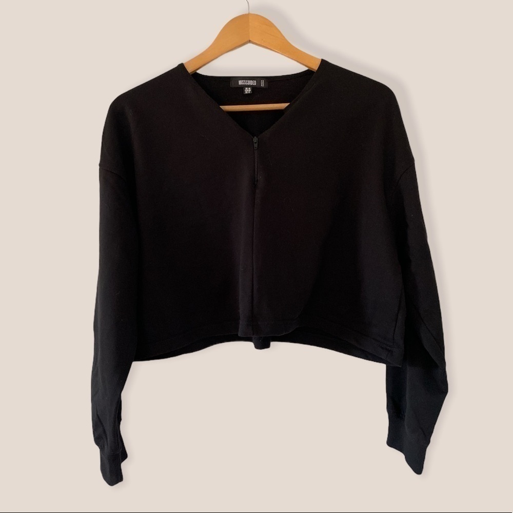 MISSGUIDED Cropped Half-Zip Sweater